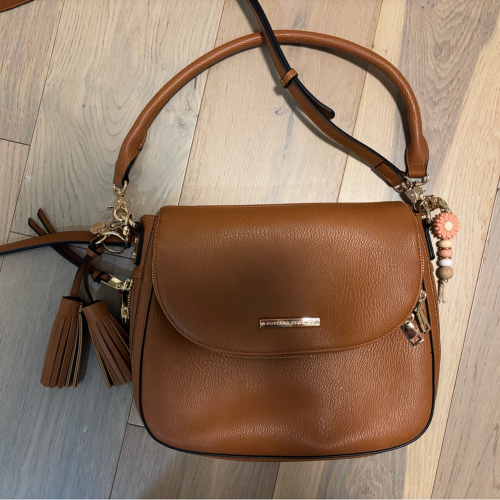Poppy & Peonies Tan Crossbody Bag